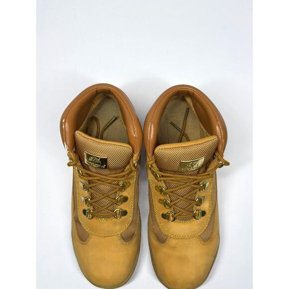 Timberland Boots Wheat Gold Emblem Hiking Outdoors Casual Preppy Womens Size 6.5 - Picture 8 of 11